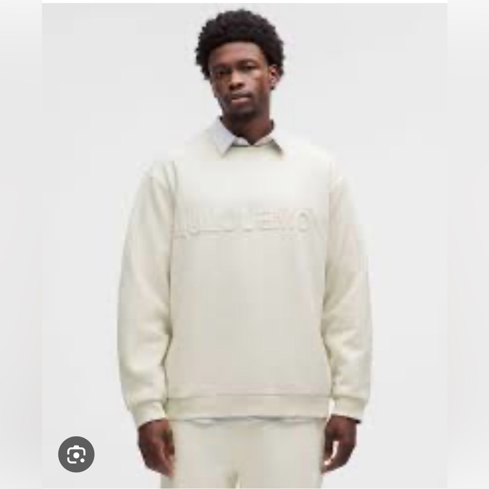 NWT Lululemon Men's ‘Steady State’ Crew Sweatshirt w/ Graphic* Natural Ivory XS